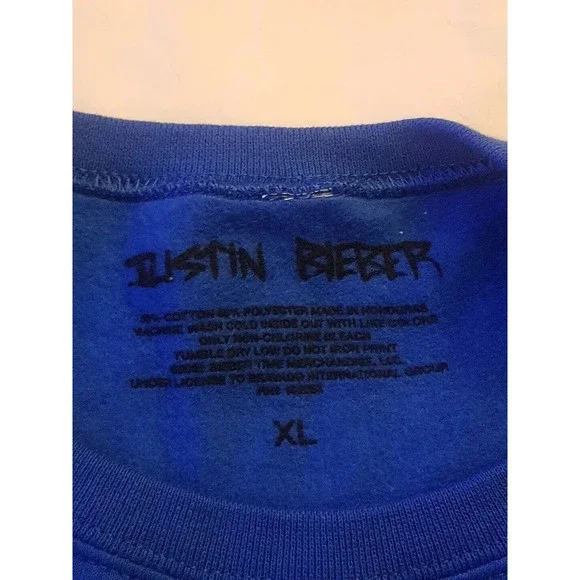 Justin Bieber Sweatshirt Sz XL Spicy X NYCBlue Crewneck Screenprinted Graphic